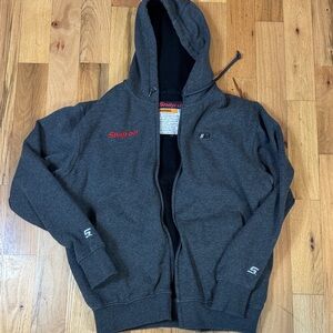 Snap on heated zip up sweater no battery missing zipper mens large